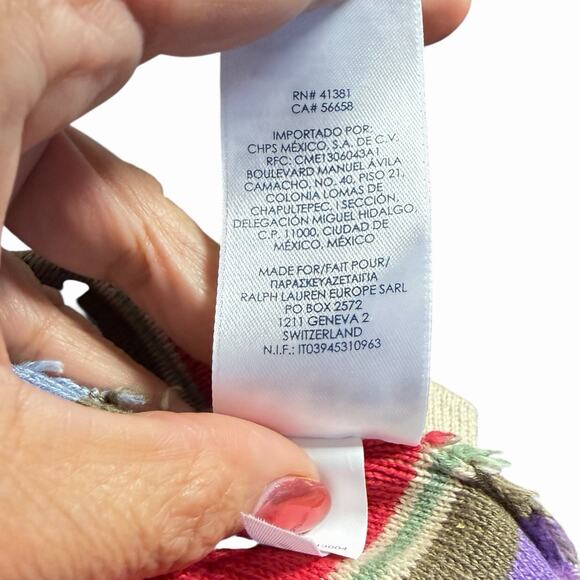 RALPH LAUREN CHAPS PETITE STRIPED SWEATER BOHO WESTERN LACE UP SOUTHWEST SZ S P - Picture 6 of 7